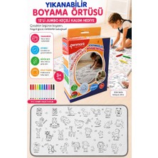 ArtMaster Boyama Örtüsü Yıkanabilir Hayvan Modeli 100X15 cm 1 Paket 12 Renk Jumbo Keçeli Kalem Penmark Sevinli Hayvanlar Boyama