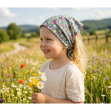 Eylülce Butik Kız Çocuk Bandana %100 Pamuk Yakmaz-Terletmez-Kaymaz Yazlık Bandana Fular (45*45 Cm)