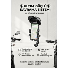 ArmoniaVital Şapka Korumalı Motosiklet Telefon Tutucu Gidon ve Dikiz Aynası Uyumlu