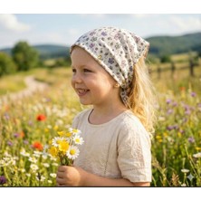 Eylülce Butik Kız Çocuk Bandana %100 Pamuk Yakmaz-Terletmez-Kaymaz Yazlık Bandana Fular (45*45 Cm)