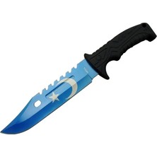 TKÇ Ayyıldız MF013BL Mavi Av Bıçağı 31CM - Testere Detaylı Bıçak, Kılıflı, Plastik Sap