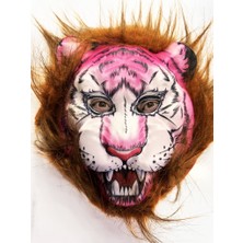 TKÇ Kahverengi Saçlı Pembe Yüz Kurt Maske Kaplan Maske Mega Peluş 26 No