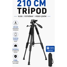 Moxti Profesyonel Kamera 210 Cm Çantalı Tripot Telefon Tutucu  2metre  Vlog Video Çekim Tripodu Profesyonel