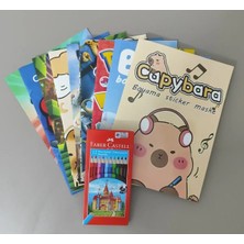 Ada Çanta Kırtasiye Erkek Çocuk 10 Adet Stickerli Boyama Kitabı Seti ve 12 Li Kuru Boya Kalemi FC2223843