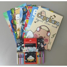 Ada Çanta Kırtasiye Erkek Çocuk 10 Adet Stickerli Boyama Kitabı Seti ve 20 Li Kuru/keçeli Boya Kalemi FC55558843