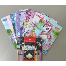 Ada Çanta Kırtasiye Kız Çocuk 10 Adet Stickerli Boyama Kitabı Seti ve 20 Li Kuru/keçeli Boya Kalemi FC29928743