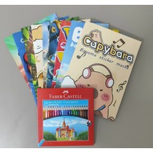 Ada Çanta Kırtasiye Erkek Çocuk 10 Adet Stickerli Boyama Kitabı Seti ve 24 Lü Kuru Boya Kalemi FC1990115
