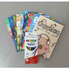 Ada Çanta Kırtasiye Erkek Çocuk 10 Adet Stickerli Boyama Kitabı Seti ve 12 Li Kuru Boya Kalemi NS6006844