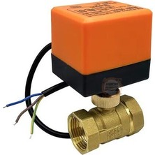 Meon Robotik Otomasyon DN20 24V Dc Elektrik Aktüatörlü 3/4'' Iki Yönlü Küresel Vana 3 Kablolu 2 Kontrollü Pirinç Gövde