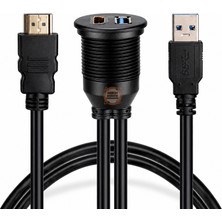 Meon Robotik Otomasyon USB HDMI Panel 2 Metre USB 3.0 + HDMI Gömme Montaj Uzatma Kablosu