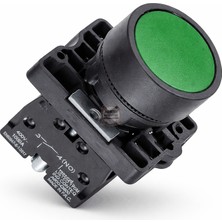 Meon Robotik Otomasyon 22MM Yeşil Yaylı Buton | Normalde Açık (No) – Endüstriyel Switch - LAY5-EA31
