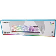 Go İthalat Beyaz Gökkuşağı Işıklı USB Kablolu Oyuncu Klavye - Mouse Set (5615)