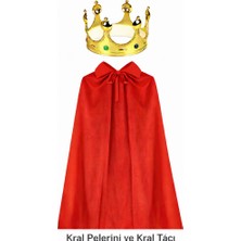 Go İthalat Kral Kostüm Pelerini ve Altın Renk Kral Tacı Çocuk Boy 90 cm (5615)