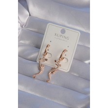 Xuping Rose Renk Zirkon Taşlı Kertenkele Model Halka Küpe 5886