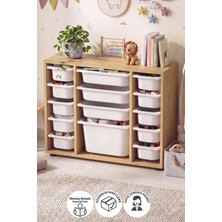 Bofigo Çok Amaçlı 14 Sepetli Dolap Modern Tasarım Ela Safir Meşe Suntalam 72 x 92 x 30 cm