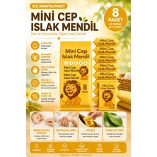 Anı Ofis Kırtasiye Mini Cep Islak Mendil 8'li Paket – Alkolsüz, Paraben İçermez, Çocuk ve Bebekler İçin Pratik Cep Boy Mendil Turuncu