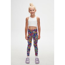 Lovetti Abstract Leopard Kız Çocuk Yazlık Desenli Tayt