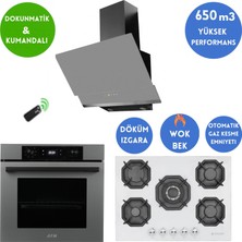 Eminçelik ve Afm Tech Marka/ Cvr  1'wok Antrasit-Gri Ankastre Set ( 22 386  Beyaz + FM7710 +FM3409)