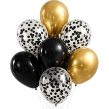 Patladı Gitti Mezuniyet Parti Seti – Gold Rakamlı Siyah Gold Kutup Yıldızlı Konsept 10’lu Balon Seti
