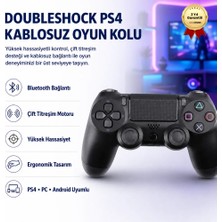 Aymestore Doubleshock Siyah Ps4 Kablosuz Oyun Kolu Gamepad Bluetooth Bağlantılı Dayanıklı Tasarım
