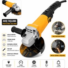 Moonshop Bakır Sargılı 4500 W 115 mm Devir Ayarlı Spiral Taşlama Makinası Ergonomik Tasarım