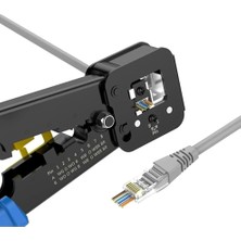 Bemy Ticaret Nesil RJ45 Pense EZRJ45 Sıkma Pensesi RJ11 RJ12 RJ45 Ethernet Konektörü Sıkma Kesme Pensesi 10 Adet Yeni Nesil Delikli Jack Hediyeli