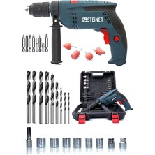 Bemy Ticaret Alman 3400 Watt Sjs Metal Sanzıman Devir Ayarlı Süper Torq Darbeli Matkap 30 Parça Setli Su Yeşili