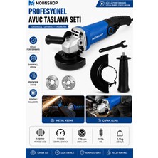 Moonshop 3000W Devir Ayarlı Avuç İçi Spiral Taşlama Makinası Gri 115-125 mm 2 Adet Inox Diskli