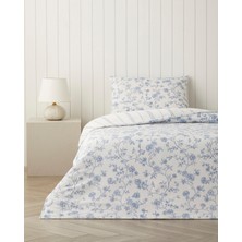 English Home Roses Vine Kolay Ütülenir Tek Kişilik Nevresim Seti 160X220 cm Mavi