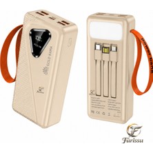 farissu GK-Y433 30000 Mah Powerbank 22.5W Hızlı Şarj Dijital Ekranlı LED Işıklı Dahili Kablolu Taşınabilir Şarj Cihazı