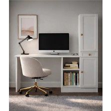 Noiss Home Decor Spring Çalışma Masası Kitaplıklı Raflı Bilgisayar Masası