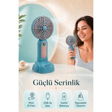 Saravita USB Şarjlı Mini El Fanı Taşınabilir Masaüstü Sessiz Vantilatör Güçlü Serinlik