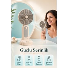 Saravita USB Şarjlı Mini El Fanı Taşınabilir Masaüstü Sessiz Vantilatör Güçlü Serinlik