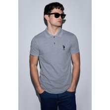 U.S. Polo Assn. Erkek Gri Melanj Slim Fit Polo Yaka Basic Tişört 50326920-VR086