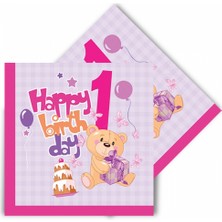 Borapack Happy Birthday 1 Yaş Pembe Peçete