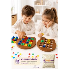 M&H 42 Parça Montessori Ayıcık Geometrik Şekil Eşleştirme Bultak Eğitici İçerik ile Zeka Geliştirici Oyun