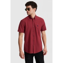 U.S. Polo Assn. Erkek Vişne Kısa Kollu Gömlek 50324727-VR223