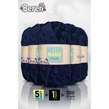Nako Panda - 3096 Lacivert - 5'li Paket - 100GR/120M - Kadife El Örgü Ipi - Amigurumi Punch Ipi