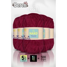 Nako Panda - 3089 Şarap - 5'li Paket - 100GR/120M - Kadife El Örgü Ipi - Amigurumi Punch Ipi