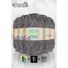 Nako Panda - 3095 Kale Taşı- 5'li Paket - 100GR/120M - Kadife El Örgü Ipi - Amigurumi Punch Ipi