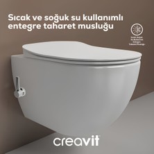 Creavit Free Entegre Ara Musluklu Kanallı Beyaz Asma Klozet FE320-34CB00E, Creavit Free Duck Duroplast Yavaş Kapak