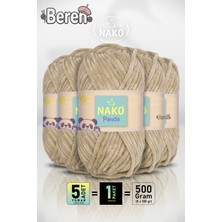 Nako Panda - 13955 Bej - 5'li Paket - 100GR/120M - Kadife El Örgü Ipi - Amigurumi Punch Ipi