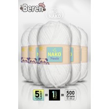 Nako Panda - 3081 Beyaz - 5'li Paket - 100GR/120M - Kadife El Örgü Ipi - Amigurumi Punch Ipi