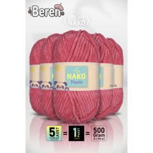 Nako Panda - 3100 Fuşya - 5'li Paket - 100GR/120M - Kadife El Örgü Ipi - Amigurumi Punch Ipi