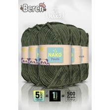 Nako Panda - 3122 Yeşil - 5'li Paket - 100GR/120M - Kadife El Örgü Ipi - Amigurumi Punch Ipi