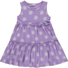 Civil Girls Papatya Desenli 6-9 Yaş Elbise - Lila