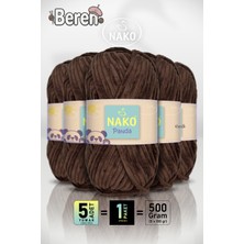 Nako Panda - 3105 Koyu Kahve - 5'li Paket - 100GR/120M - Kadife El Örgü Ipi - Amigurumi Punch Ipi