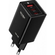 Schitec Gan 65W Ultra Hızlı Şarj Cihazı 3 Çıkışlı Usba / 2 x Type-C Hızlı Şarj Aleti Başlığı HI-H05