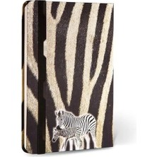 Aesco Lastikli Zebra Desenli Çizgili Kumaş Defter