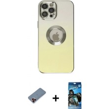 Pileli Store Pilelistore™ iPhone 12 Pro Max Kılıf Kutup Yansıma Özel Seri - Siyah 34D Izgaralı Cam + Metal Kamera Lens Koruma Cam - Kı